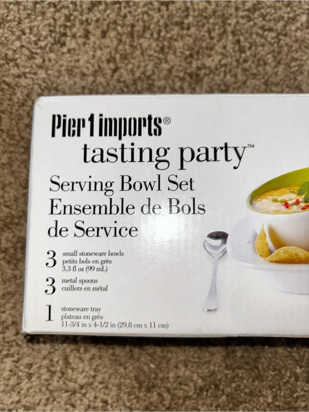 Pier 1 Imports Tasting Party Serving Bowl Set 3 Ceramic Bowls 1 Tray